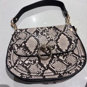 Poppy & Peonies vegan leather Snakeskin Shoulder Bag